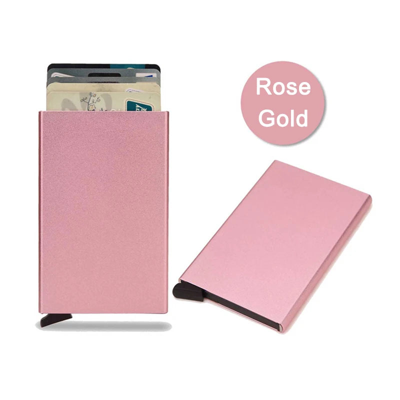 RFID Metal Pop-Up Wallet – Slim Minimalist Card Holder for Men & Women