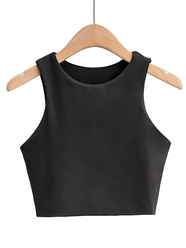 Women's Slim Fit Sleeveless Tank Top | Backless O-Neck Crop Top 6 Colors S-M