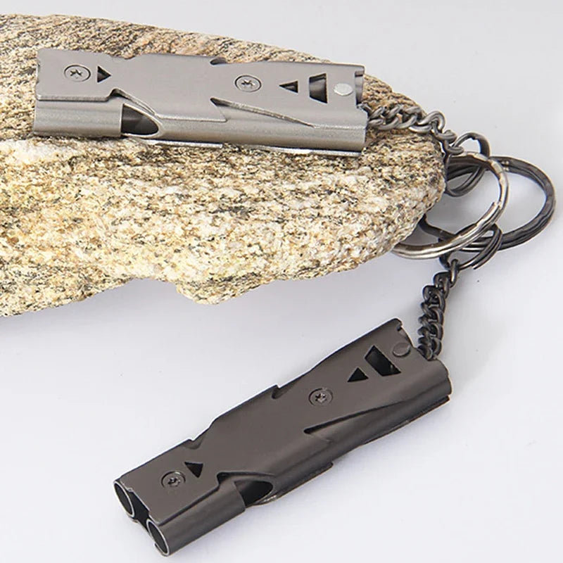 120dB Double Tube Emergency Survival Whistle – Aluminum Alloy, Waterproof | EDC SOS