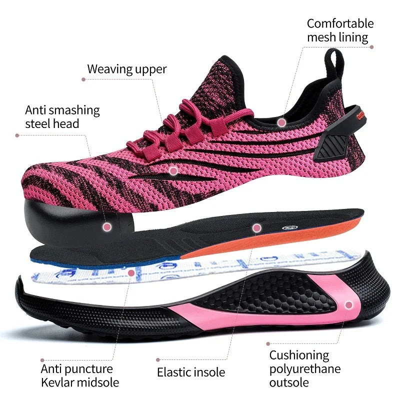 Women's Steel Toe Safety Sneaker – Colorful Knit Work Shoe