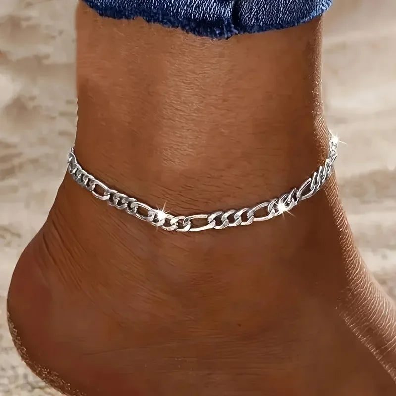 925 Sterling Silver Heart Chain Bracelet & Anklet – 4mm, 18+5cm Adjustable