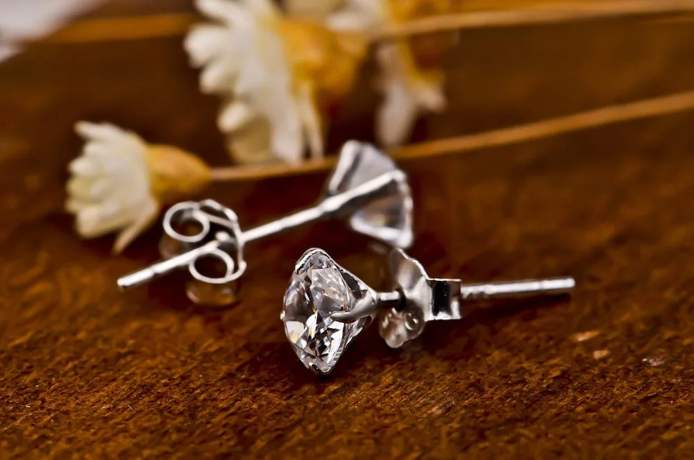 925 Sterling Silver Cubic Zirconia Stud Earrings – Crystal Zircon