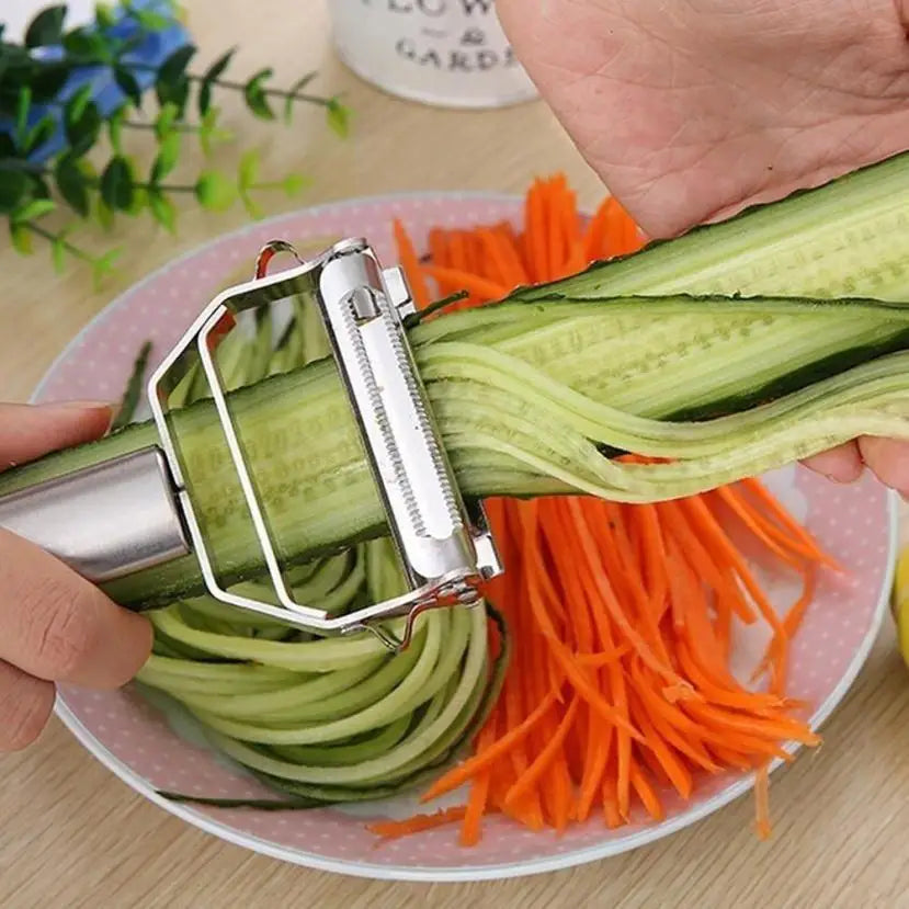 2-in-1 Stainless Steel Julienne Peeler & Grater – Vegetable & Fruit Slicer