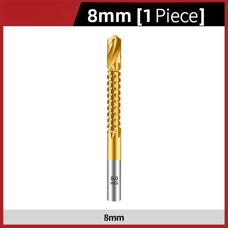 TG Multifunctional Titanium Plated Saw Drill Bit 3-13mm for Woodworking with Serrated Flute Design