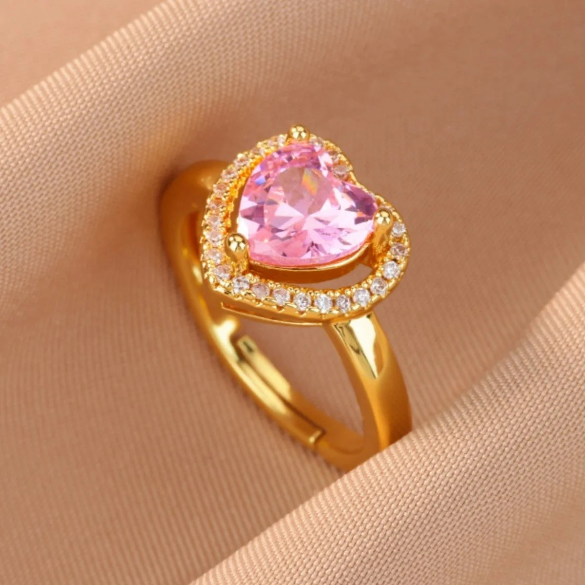 Anillo Abierto de Circonita Cúbica de Colores | Acero Inoxidable Bañado en Oro de 18K | Estilo Boho Vintage | Regalo para Mujer