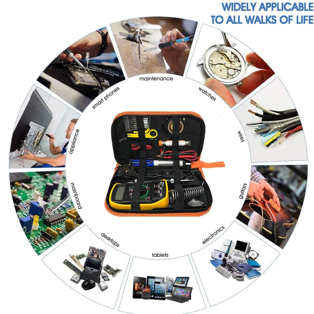 Electric Soldering Iron Kit – 60W Adjustable Temp, 10/16/20-in-1, US & EU Plug