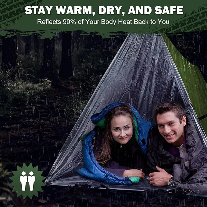 2-Person Mylar Tube Tent – Reusable Emergency Bivy Shelter & Thermal Blanket | 1 PC