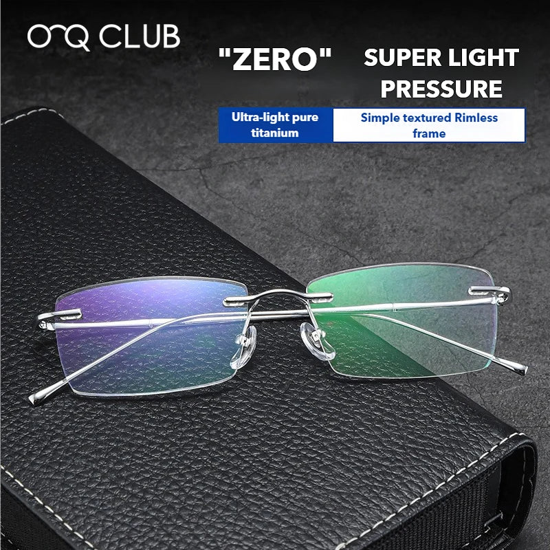 O-Q CLUB Ultra-Light Titanium Rimless Prescription Glasses | Unisex