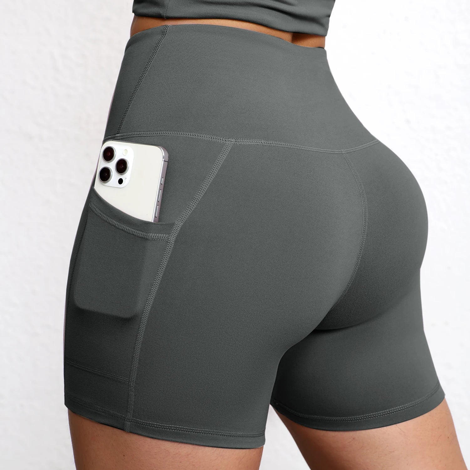 Women's High-Waist Yoga Shorts with Pockets | Quick-Dry Gym Workout Shorts S-XL