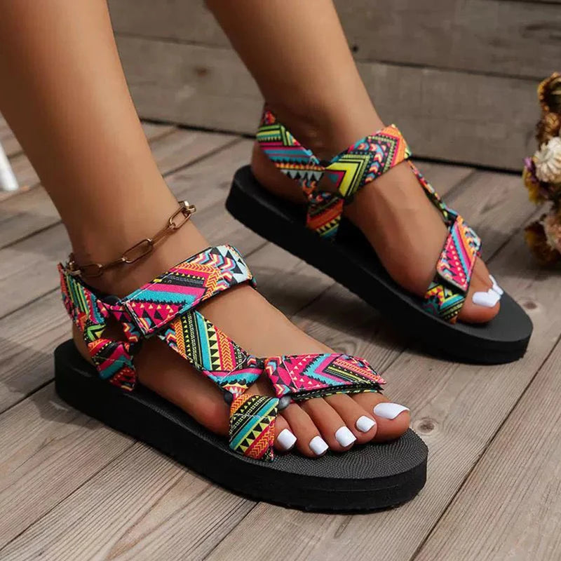 Women's Hemp Rope Beach Sandals – Flat Ankle-Wrap Summer Slides