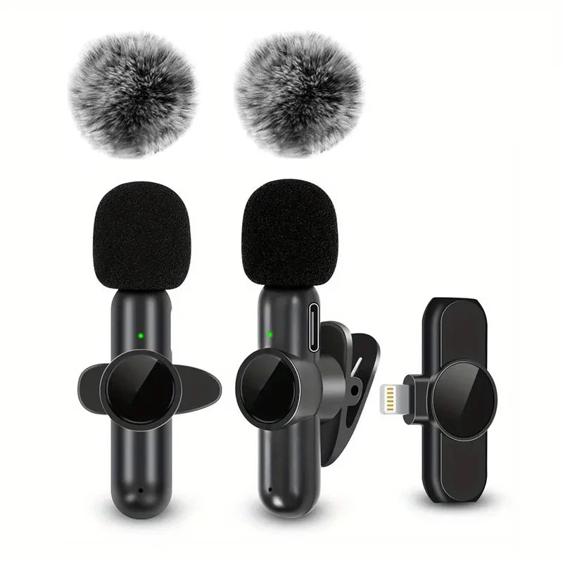 Wireless Lavalier Microphone with Windproof Cover — Clip-On Mic for Phone & Camera