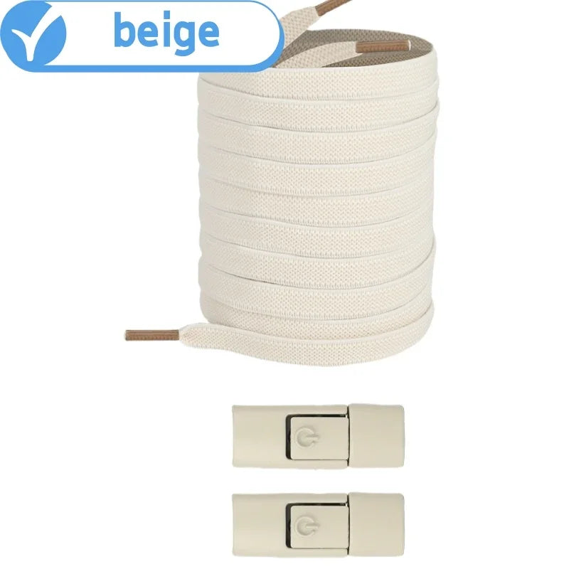 No-Tie Elastic Press-Lock Shoelaces – Flat 8mm, 100cm | Kids & Adults