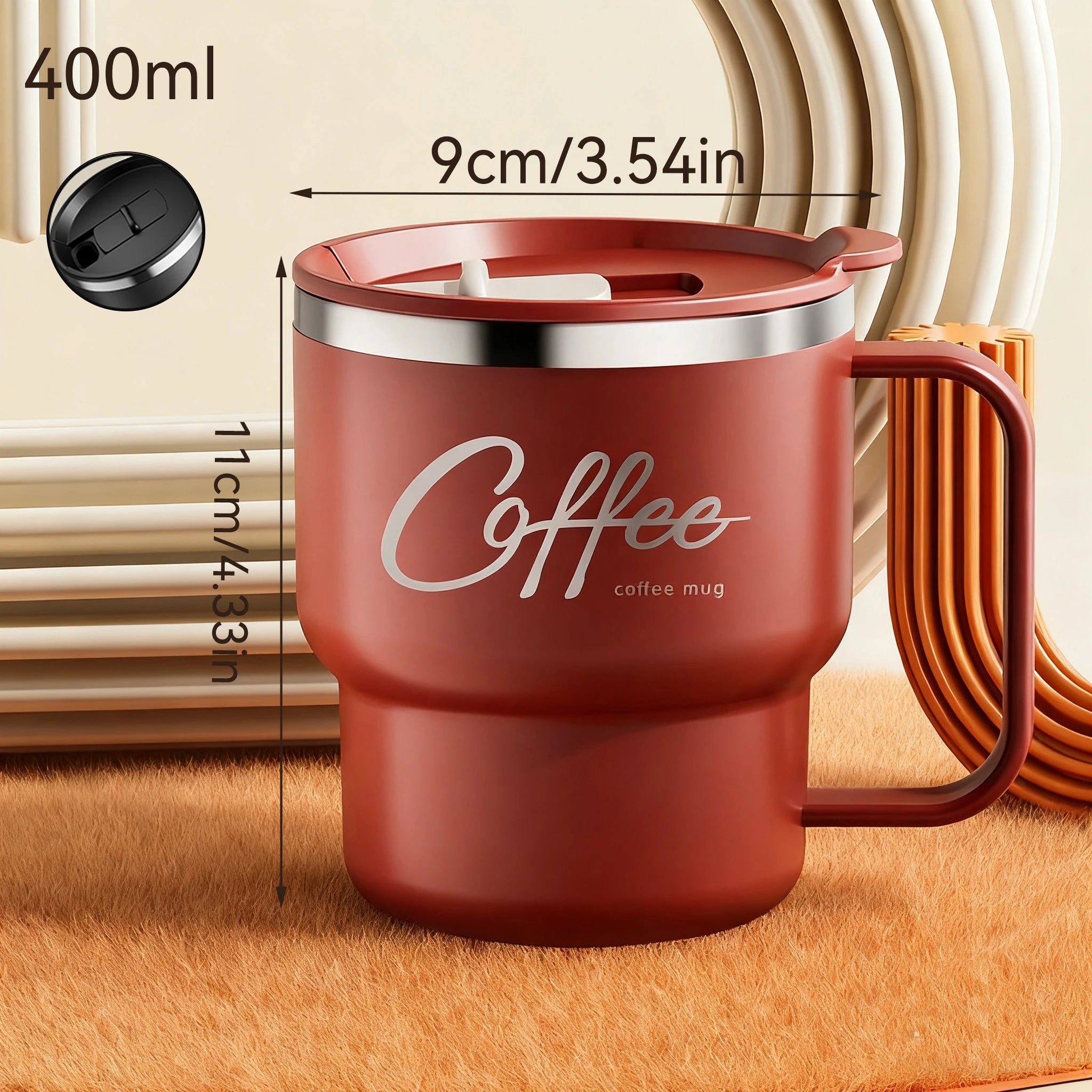 Stainless Steel Insulated Coffee Mug with Handle – Double Wall, Leak-Proof