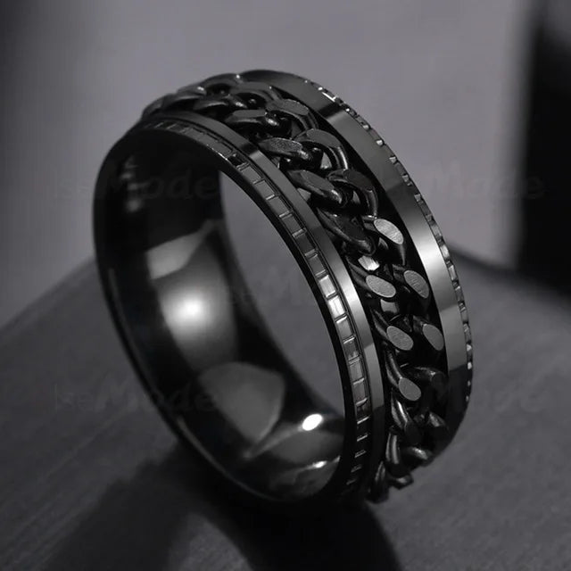 Anillo giratorio de acero inoxidable | Diseño punk de cadena giratoria | Unisex