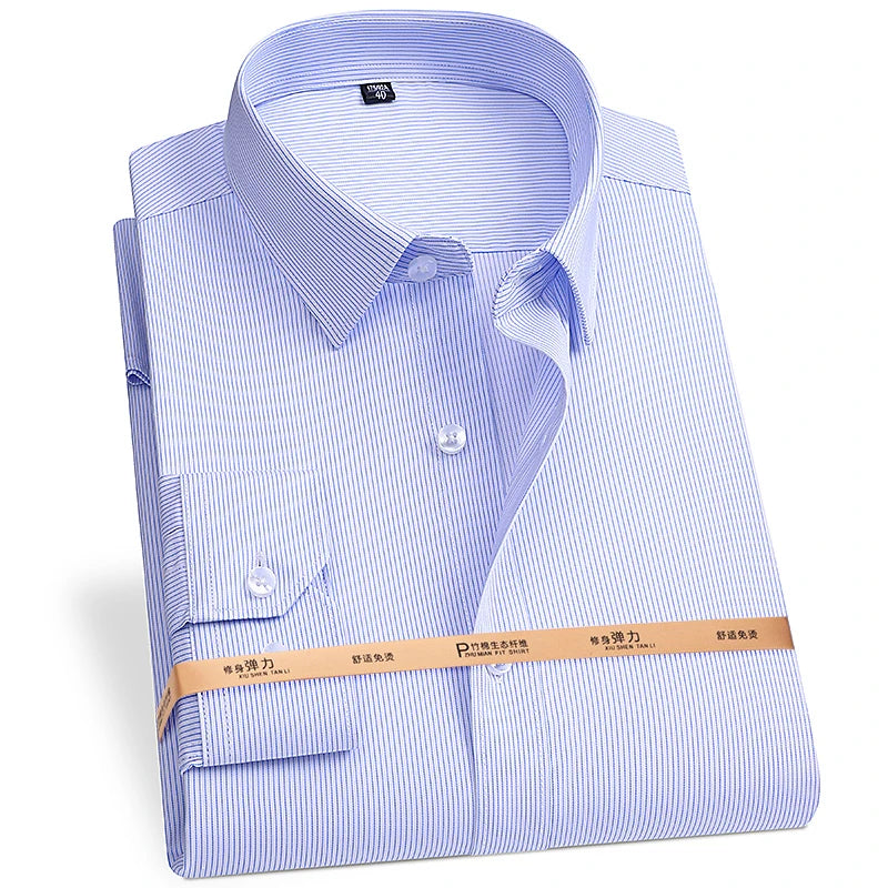 Men's Bamboo Fiber Dress Shirt — Wrinkle-Free, Slim Fit
