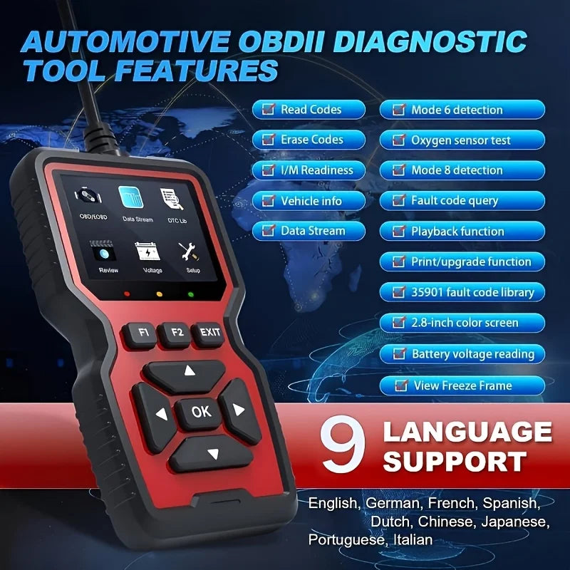 V519 OBD2 Car Diagnostic Scanner – USB Powered, Real-Time Data, Reads & Clears Engine Codes