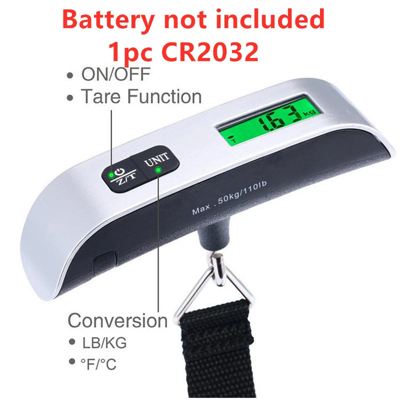Portable Digital Luggage Scale — 50kg/110lb LCD Hanging Travel Scale