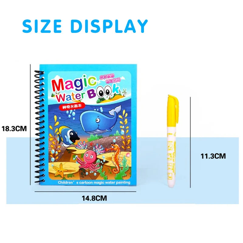 Magic Water Drawing Book – Reusable Montessori Coloring Book for Kids