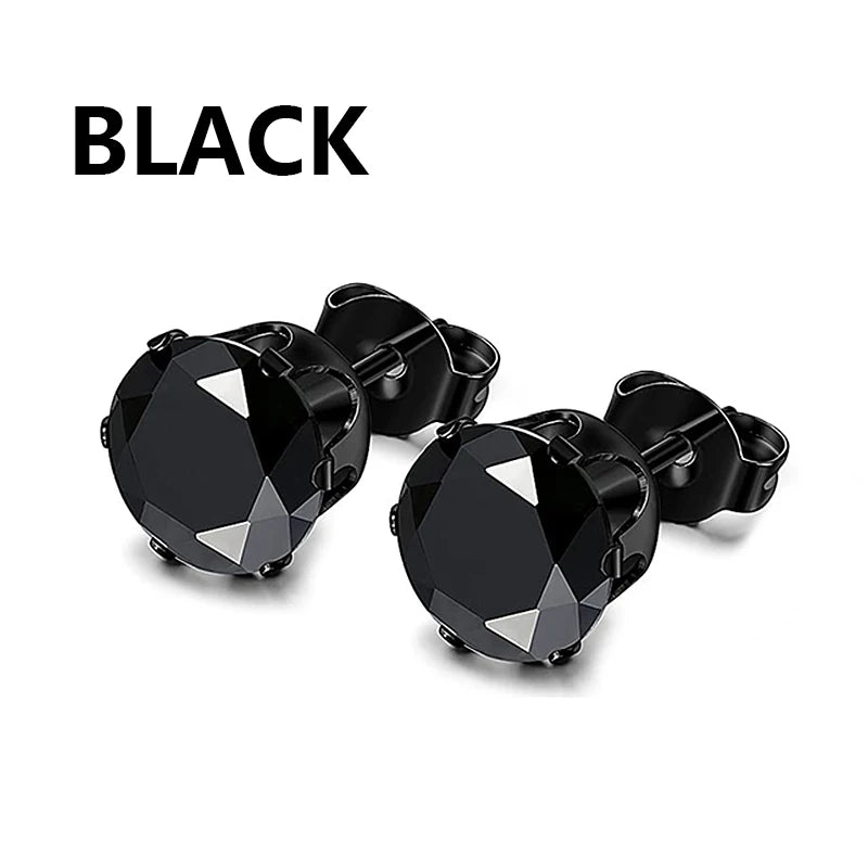 Pendientes de Aro y Botón de Acero Inoxidable Punk – Estilo Redondo y Cruzado Unisex