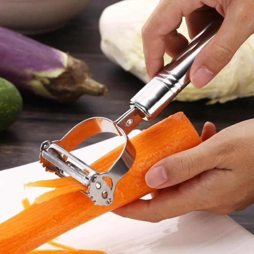 2-in-1 Stainless Steel Julienne Peeler & Grater – Vegetable & Fruit Slicer