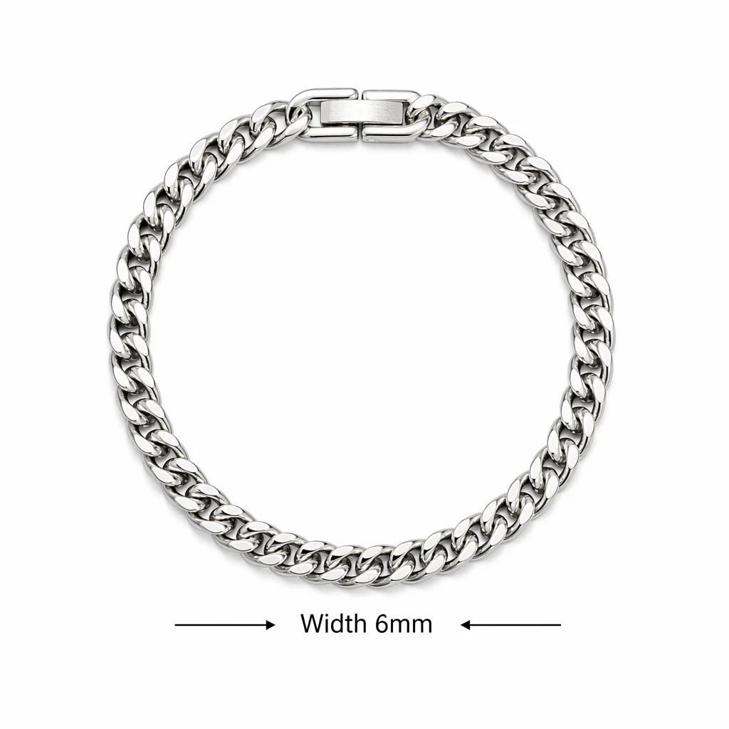 Stainless Steel Cuban Chain Bracelet – 3 to 10mm Widths | Men & Women