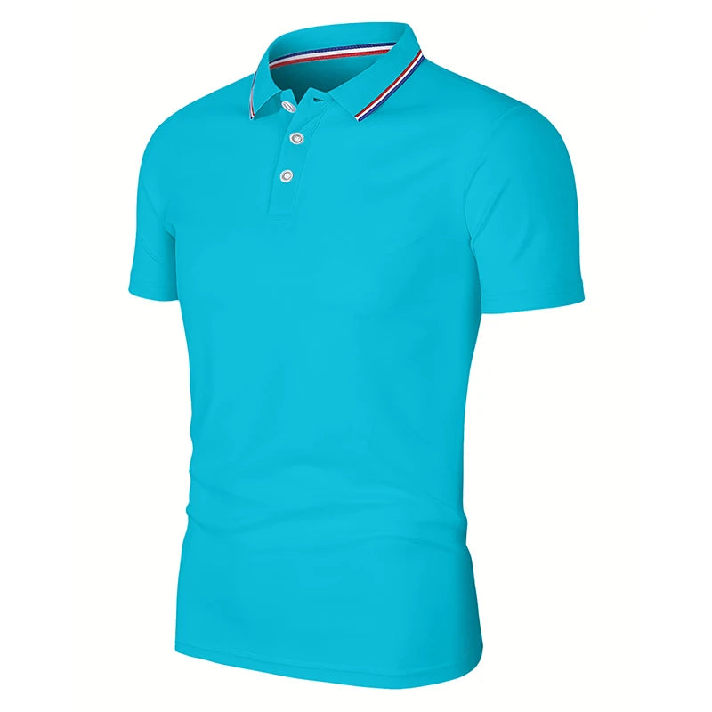 Men's Casual Polo Shirt - Breathable Short Sleeve Solid Color (S-XXL)
