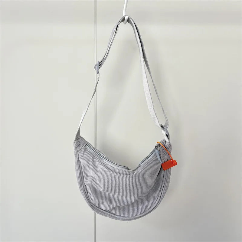 Corduroy Hobo Shoulder Bag — Retro Casual Crossbody Handbag for Daily & Travel Use