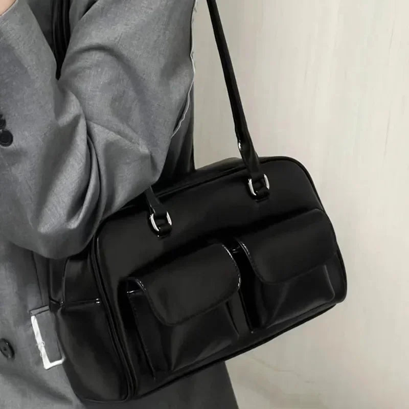 Women's Vintage Business Shoulder Bag — PU Leather Baguette Commute Tote