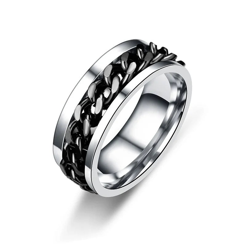 Stainless Steel Spinner Chain Ring – Rotatable Fidget Band, Sizes 6–13 | Unisex