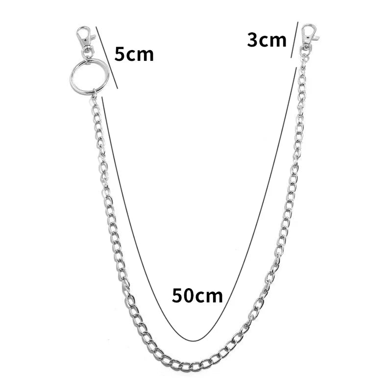 Cadena metálica para cinturón, hip hop, rock, punk, gancho para pantalones, eslabón de cintura, cadena metálica para cartera, llavero, clip para llavero, joyería