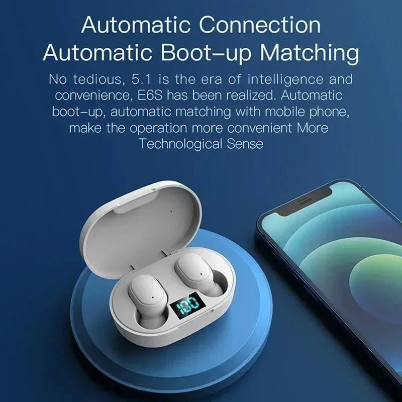 E6S TWS Wireless Earbuds | ANC, Waterproof & LED Bluetooth Headphones