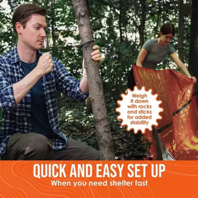 2-Person Mylar Emergency Tube Tent – Reusable Survival Shelter, Waterproof & Windproof SOS Bivy