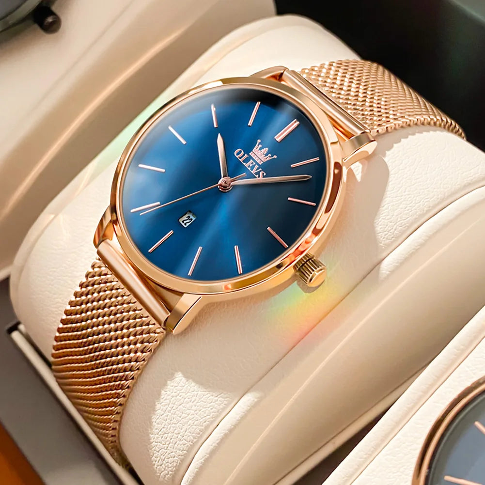 OLEVS 6898 Women's Luxury Quartz Watch | Ultra-Slim 28mm | Luminous | Stainless Steel | Gift Box