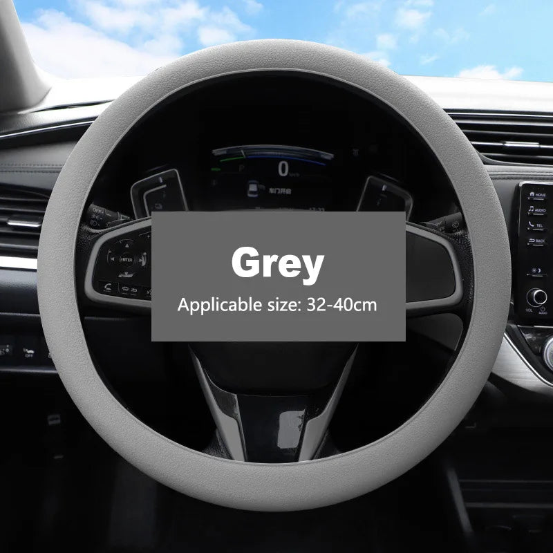 Non-Slip Silicone Steering Wheel Cover – Universal 38cm, Breathable & Elastic