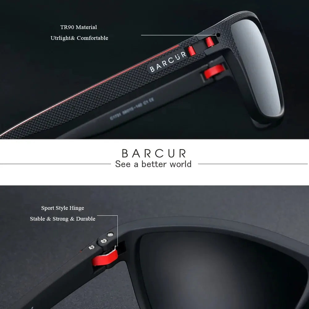 BARCUR TR90 Polarized Sunglasses – UV400 Lightweight Sport Frame