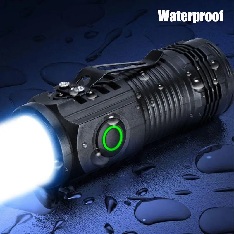 Mini Tactical LED Flashlight – 3-Core 450 Lumen, Rechargeable, 200m Range, Pen Clip