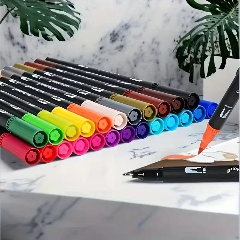 Double-Ended Watercolor Markers – 24-Color Art Set