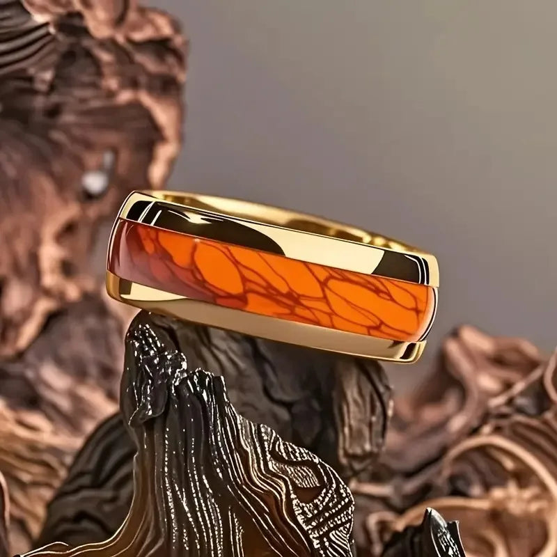 Anillo de acero inoxidable ciberpunk de 8 mm | Joyería gótica punk rockera para hombres y mujeres