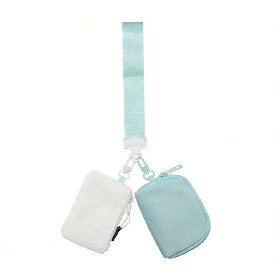 2-Piece Nylon Wrist Bag & Coin Purse Set — Waterproof Sporty Wallet with Keychain Bag & Card Case