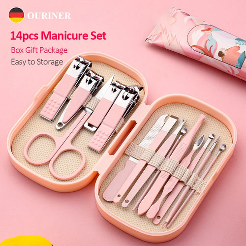 14-Piece Deluxe Manicure & Pedicure Set – Stainless Steel Nail Kit for Men & Women
