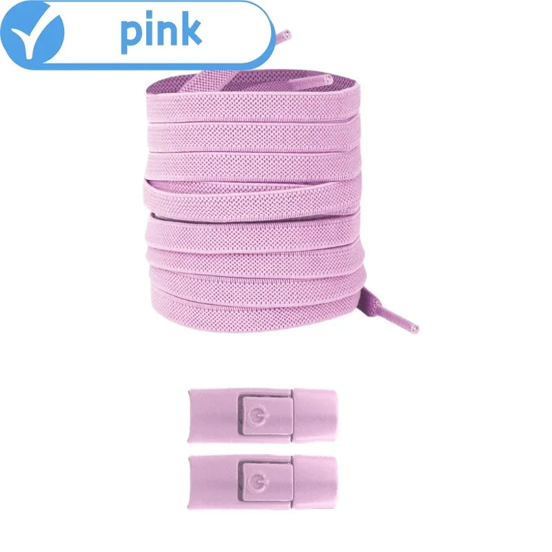 No-Tie Elastic Press-Lock Shoelaces – Flat 8mm, 100cm | Kids & Adults