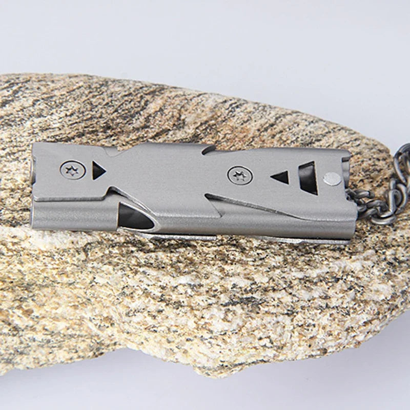 120dB Double Tube Emergency Survival Whistle – Aluminum Alloy, Waterproof | EDC SOS