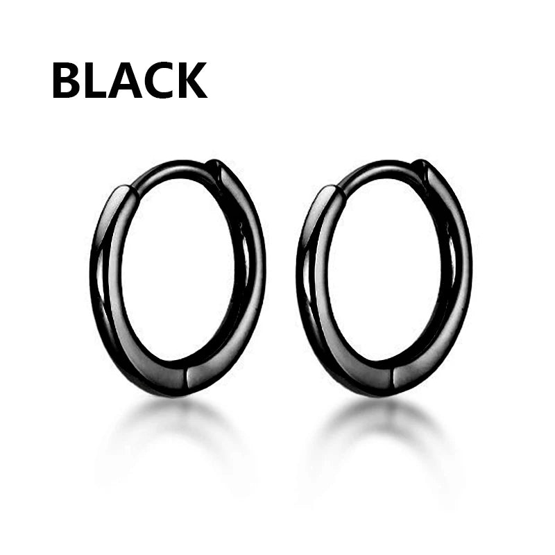 Pendientes de Aro y Botón de Acero Inoxidable Punk – Estilo Redondo y Cruzado Unisex