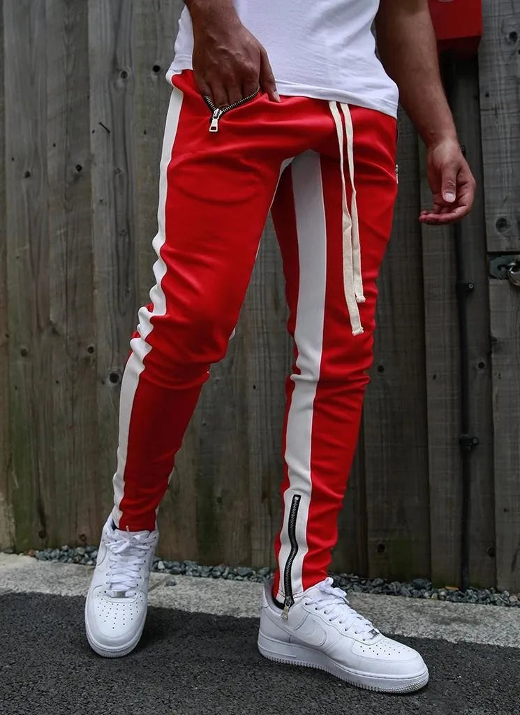 Men's Casual Knitted Jogger Pants with Optional Zip Pockets – Solid Color Sweatpants