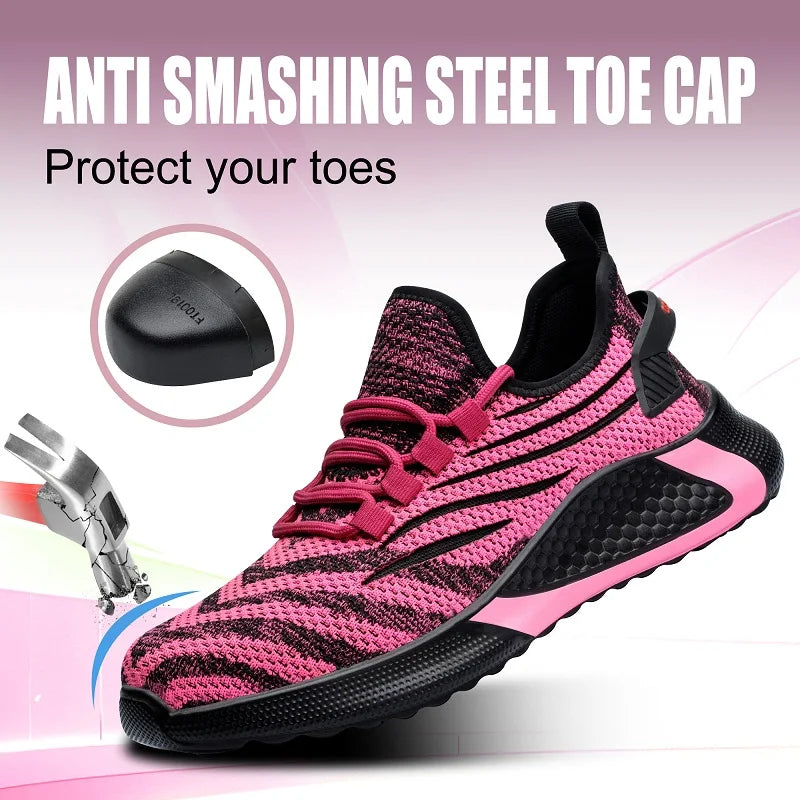 Women's Steel Toe Safety Sneaker – Colorful Knit Work Shoe