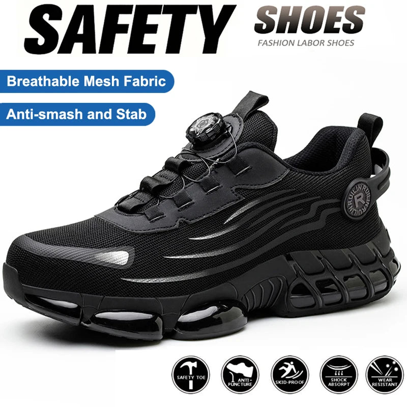 Unisex Steel Toe Safety Sneaker – Anti-Puncture Work Shoe with Air Cushion Sole