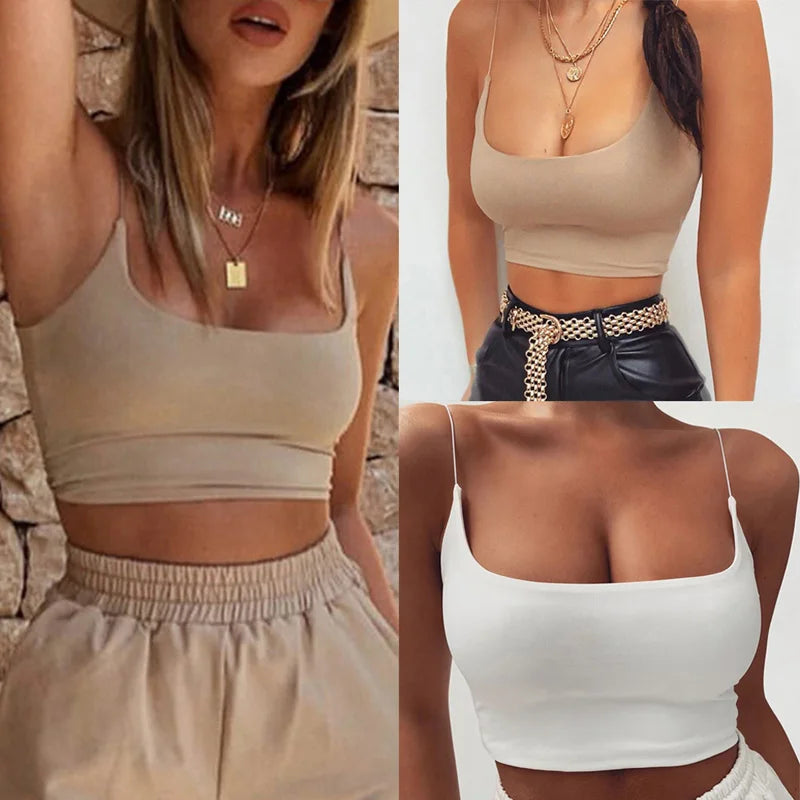 Women's Sleeveless Bandeau Crop Top | Cotton Bustier Vest Cami Seamless Tee S-L