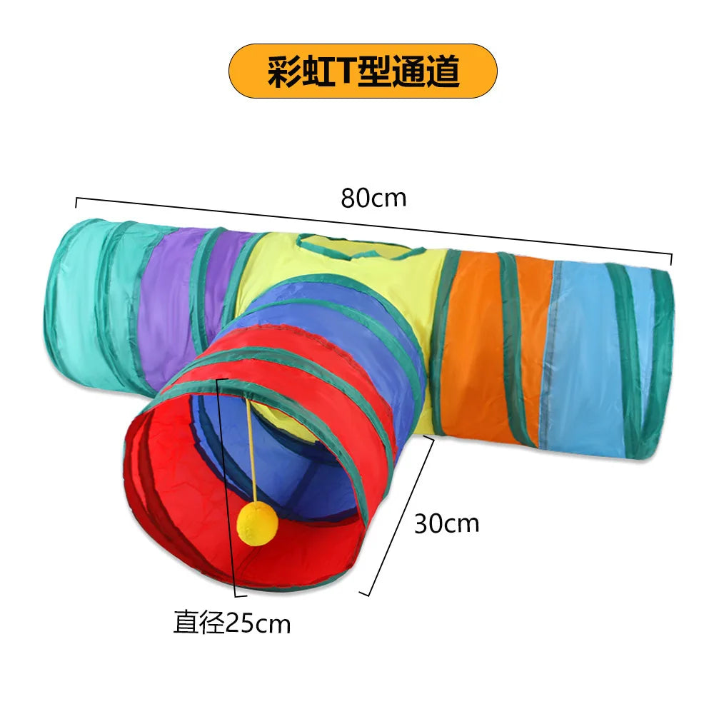 Túnel de juguete plegable para gatos – Túnel de juego interactivo plegable para gatos, gatitos y conejos