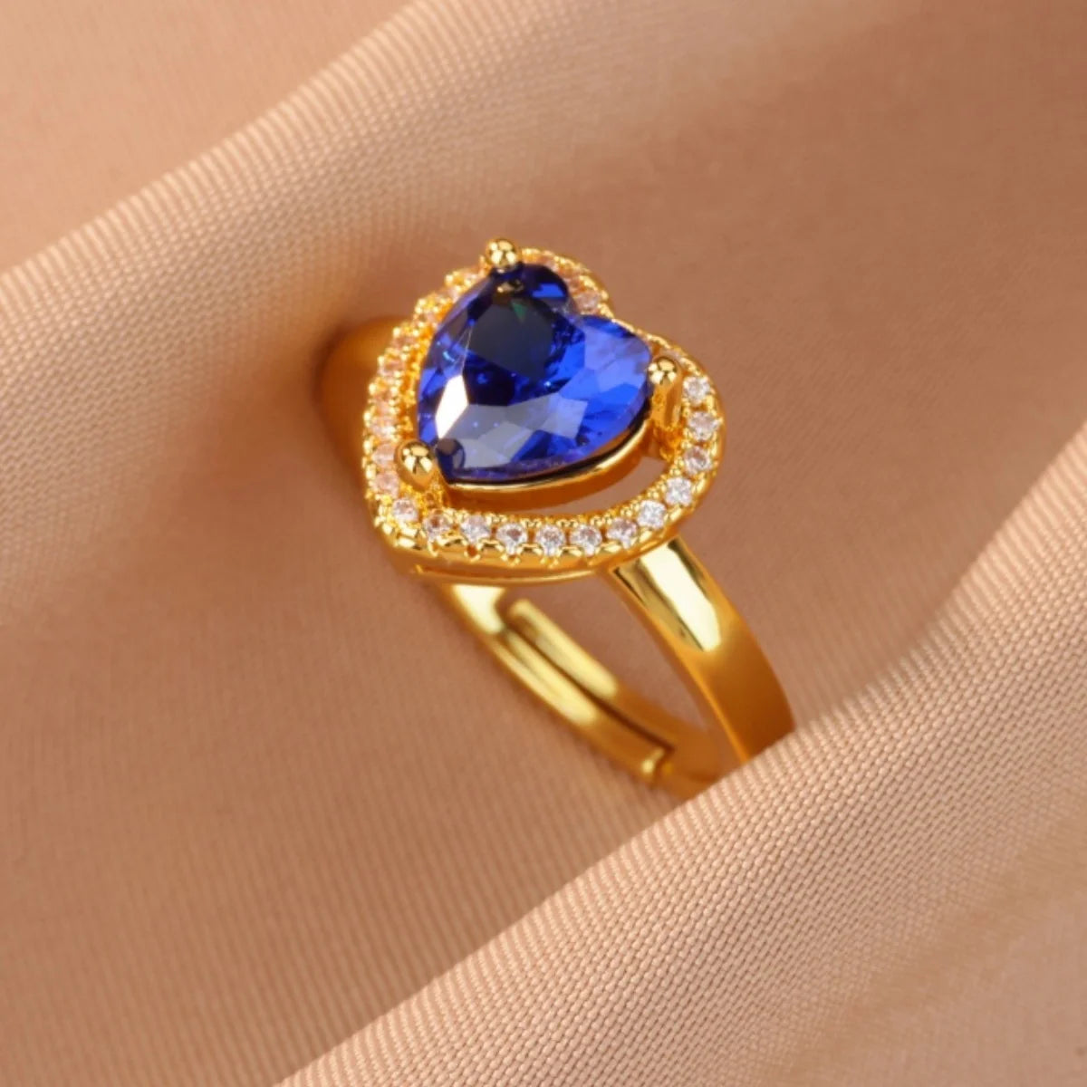Anillo Abierto de Circonita Cúbica de Colores | Acero Inoxidable Bañado en Oro de 18K | Estilo Boho Vintage | Regalo para Mujer