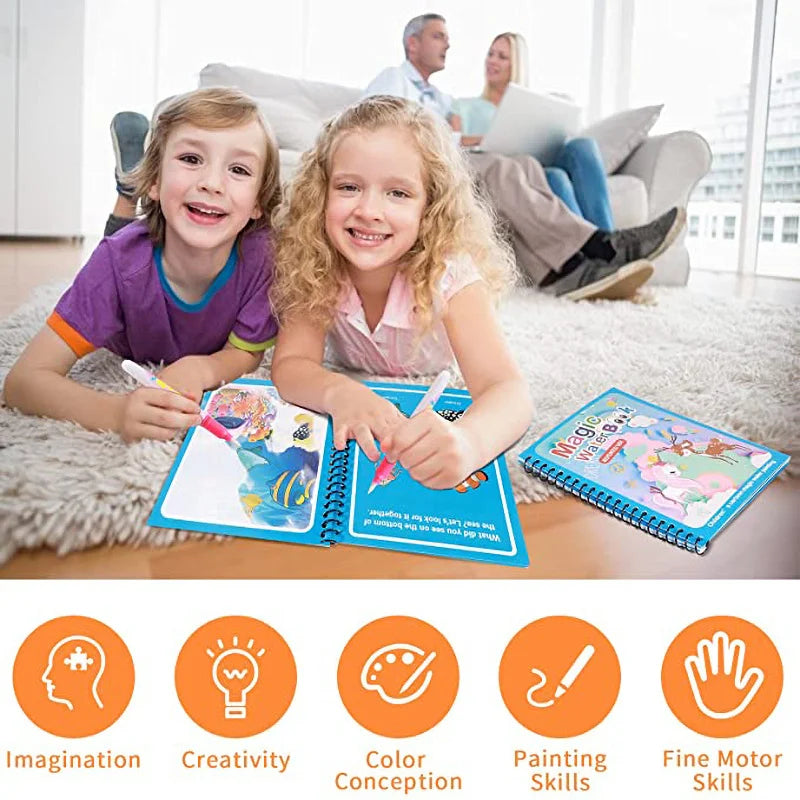 Magic Water Drawing Book – Reusable Montessori Coloring Book for Kids